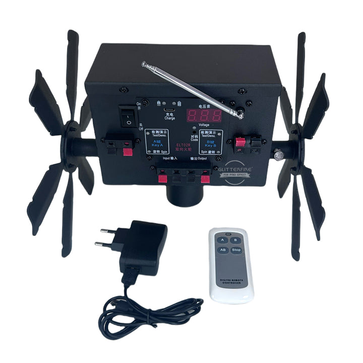 ELT02R-C Rechargeable double wheel stage rotate fountain machine fireworks firing system